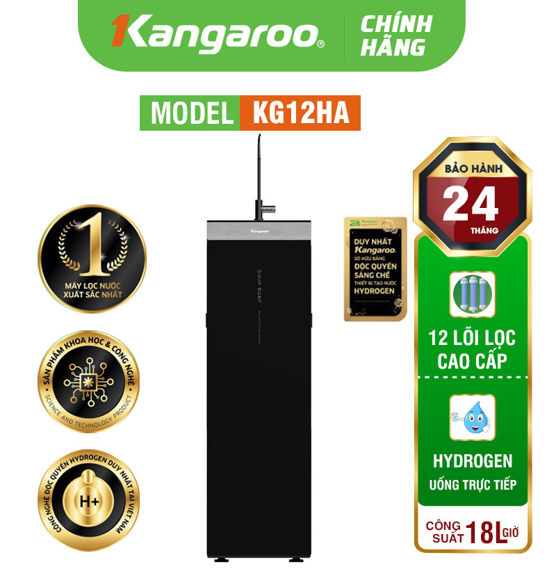 MÁY LỌC NƯỚC KANGAROO HYDROGEN KG12HA - 12 LÕI LỌC, MẪU MỚI 2024