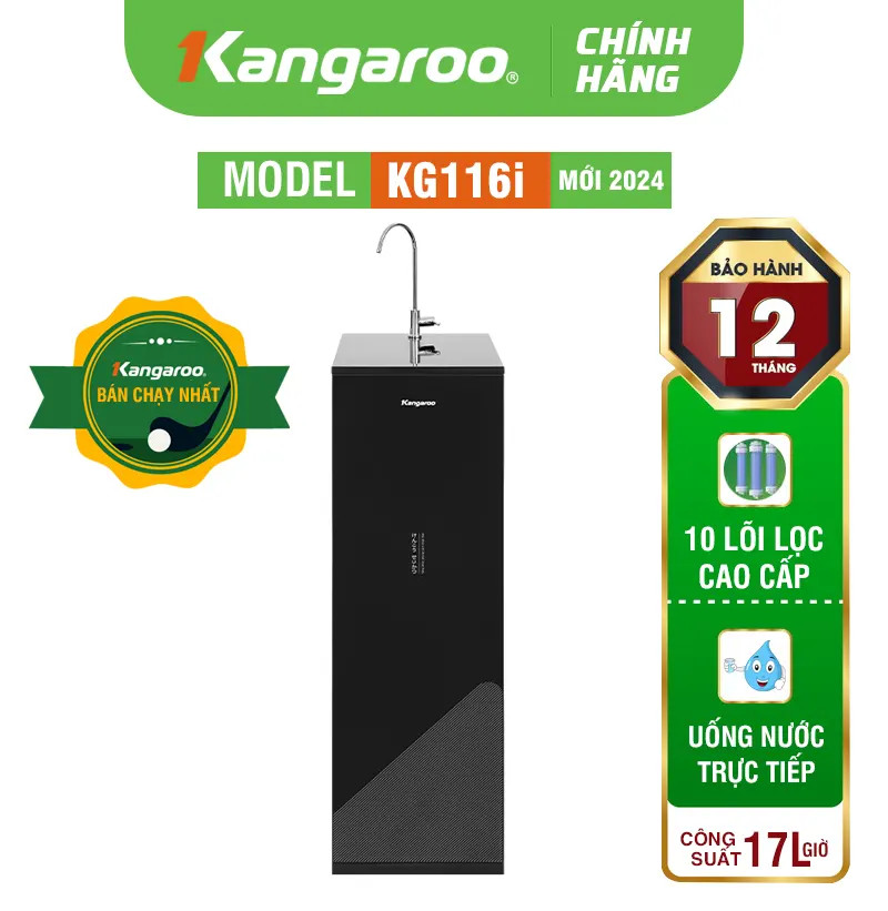 MÁY LỌC NƯỚC KANGAROO KG116I - 10 LÕI LỌC - MẪU MỚI 2024
