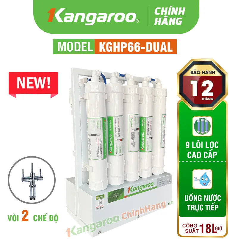 MÁY LỌC NƯỚC KANGAROO KGHP66-DUAL - 1 VÒI 2 CHẾ ĐỘ NƯỚC