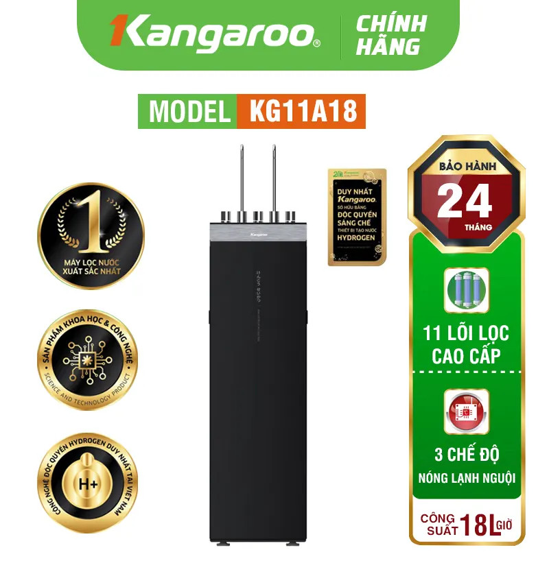 MÁY LỌC NƯỚC KANGAROO HYDROGEN NÓNG LẠNH KG11A18 - MẪU 2024