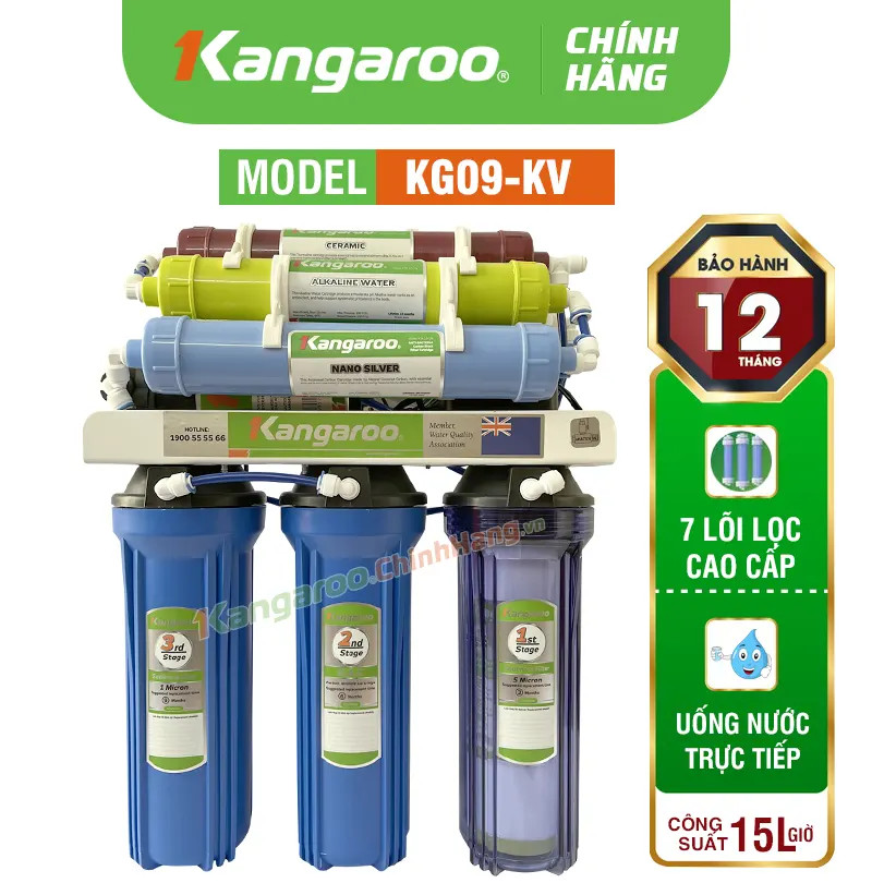 MÁY LỌC NƯỚC KANGAROO KG09 7 LÕI KHÔNG VỎ