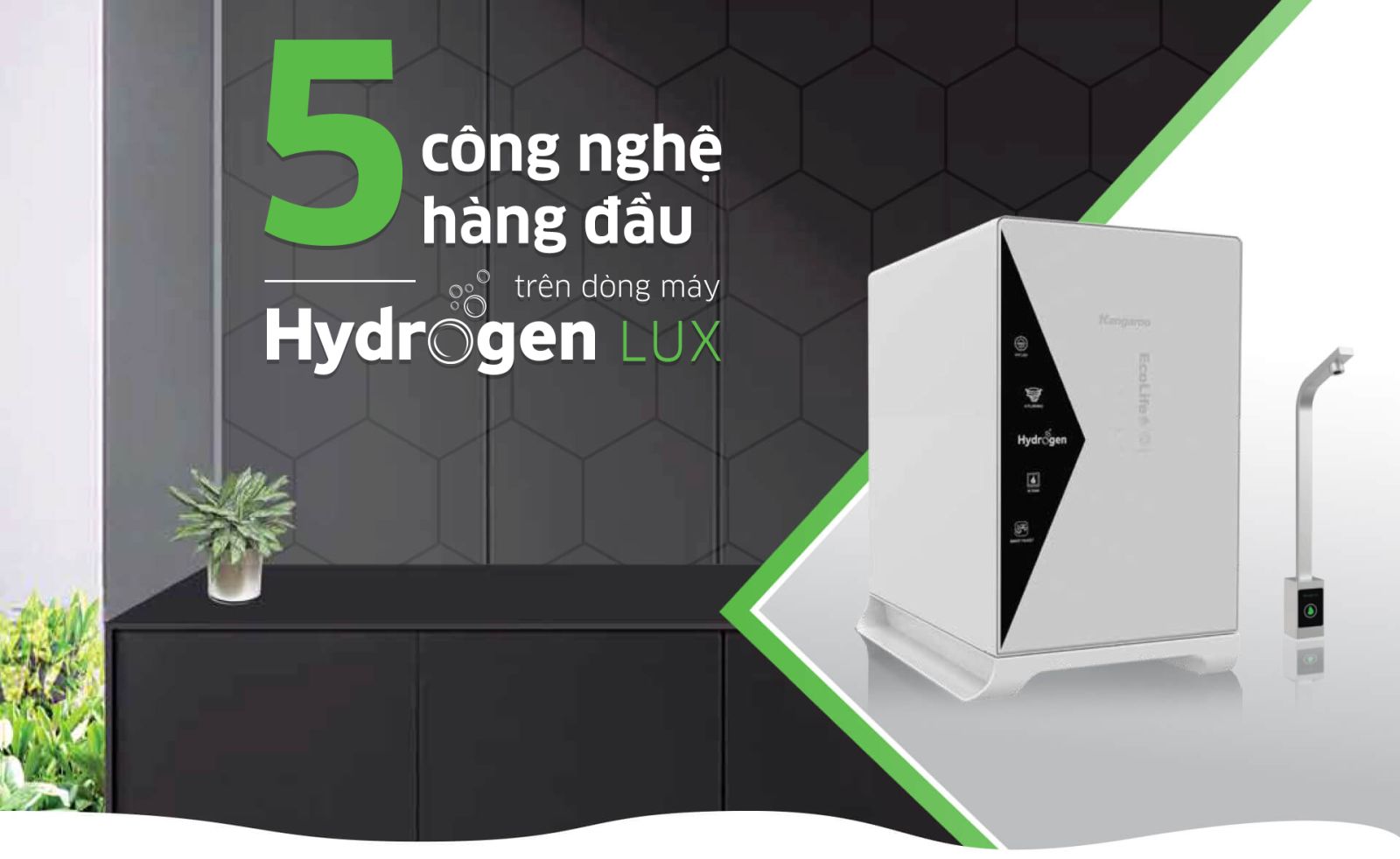 Máy lọc nước Kangaroo Hydrogen KG100HU+ vòi cảm ứng – báo thay lõi
