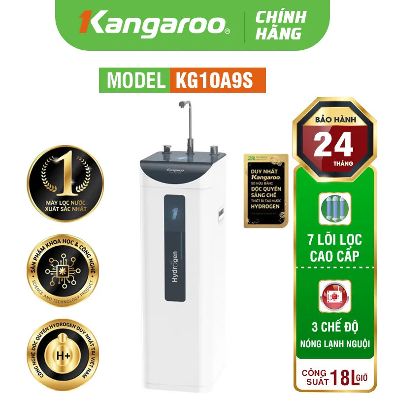 MÁY LỌC NƯỚC KANGAROO HYDROGEN KG10A9S - TUỲ CHỈNH NHIỆT ĐỘ